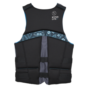 Back view of Logic - Men's CGA Vest Blue Hawaiian in black with a floral band and Hyperlite logo on top.