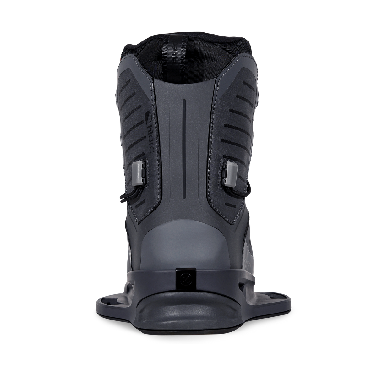 Back view of the ARC Binding with dark gray heel panel and rear pull loop.