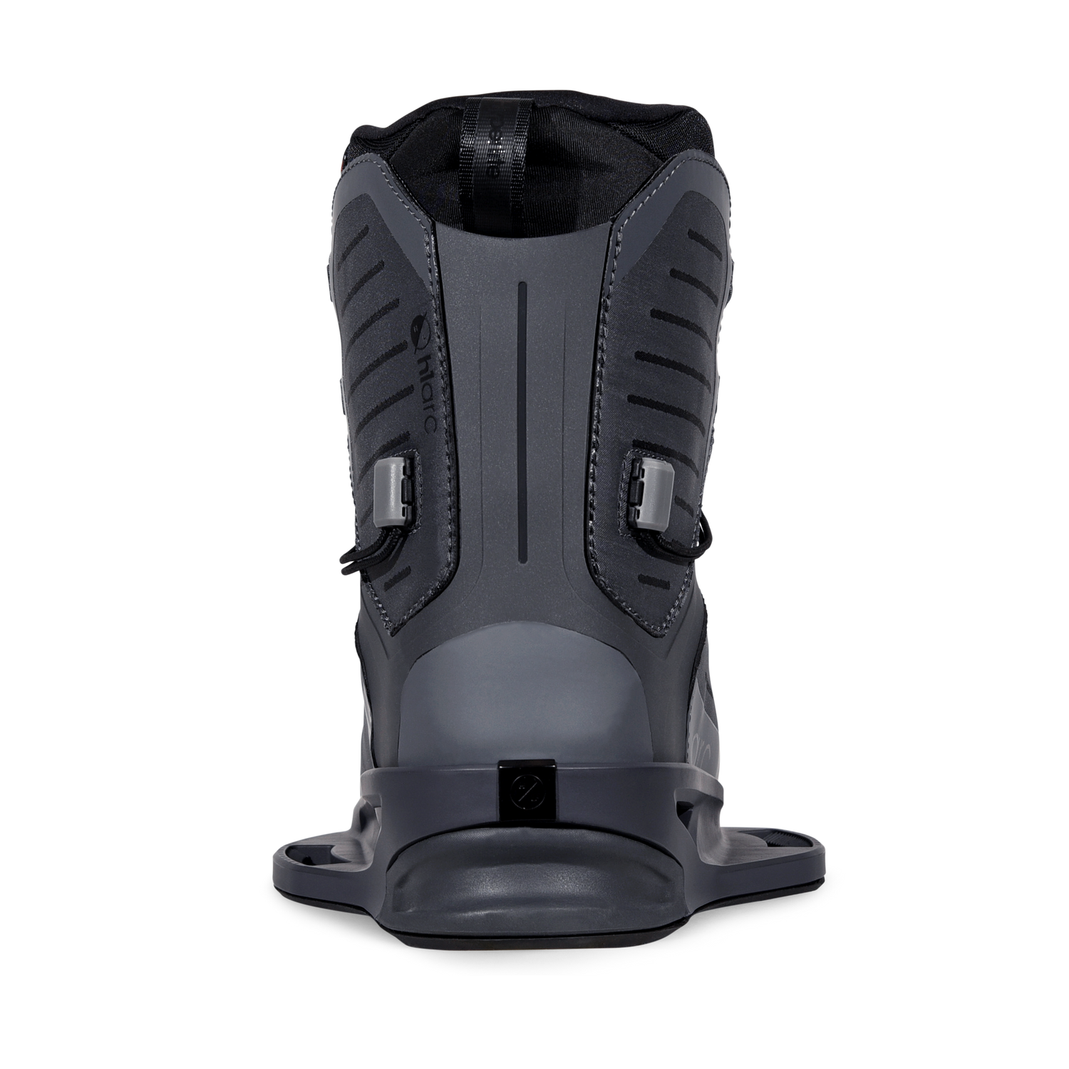 Back view of the ARC Binding with dark gray heel panel and rear pull loop.