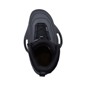 Top view of the ARC Binding showing black laces and dark gray layered toe panel.