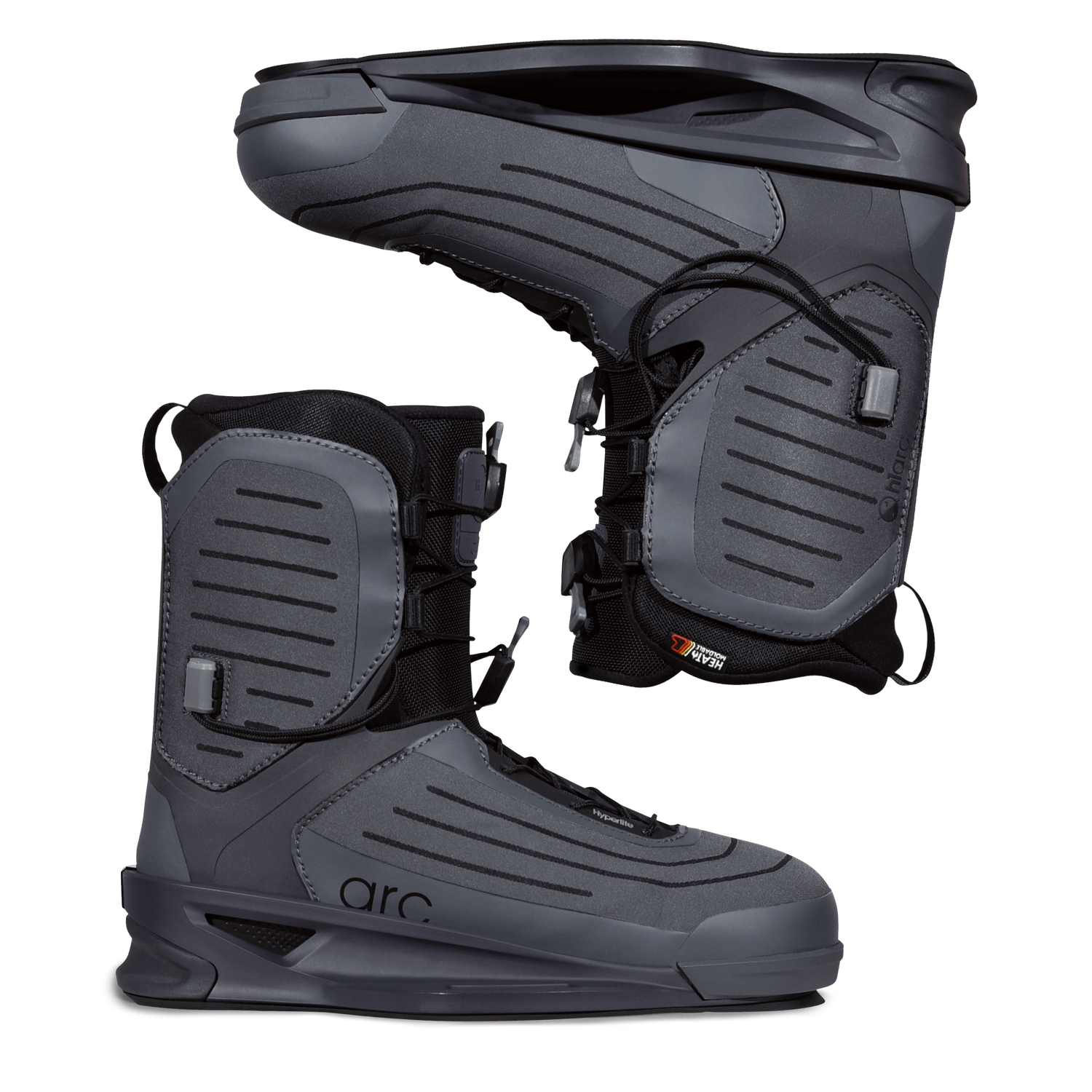 Side-by-side angled views of the ARC Binding showing boot shape and outsole profile.