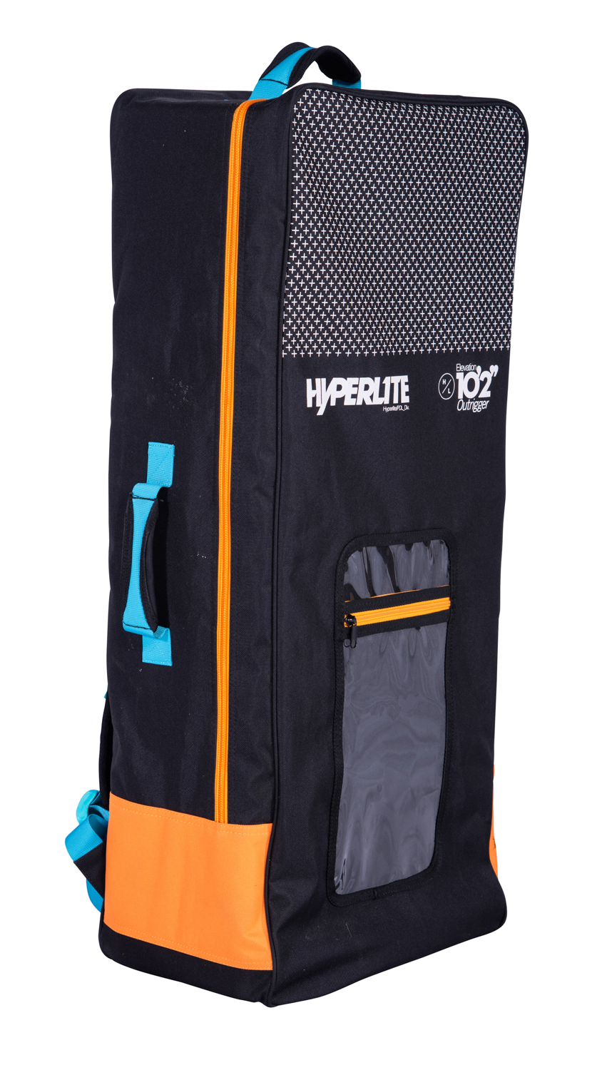 Black and orange sports bag with Elevation II text, Nano-Fuse tech, and a front pocket.