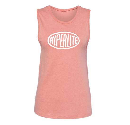 Brusher Womens Tank: Pink, sleeveless, bold Hyperlite logo, soft washed cotton.