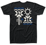 Capitol Tee: Black, white & blue geometric design.