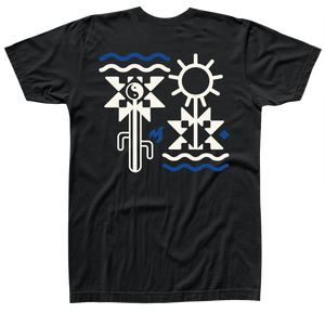 Capitol Tee: Black, white & blue geometric design.