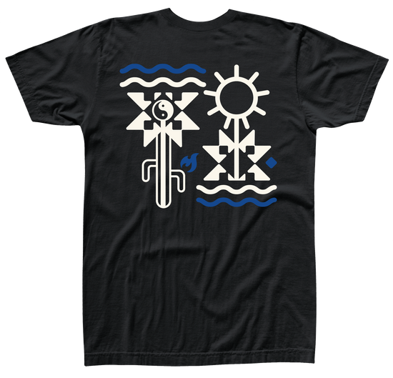 Capitol Tee: Black, white & blue geometric design.