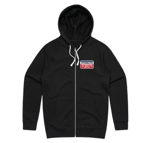 Gassup Zip Hoodie: Relaxed fit, fuzzy hood, small logo patch.