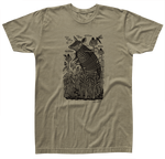 Guara Tee: Tan T-shirt with an armadillo design in a cotton/poly blend.
