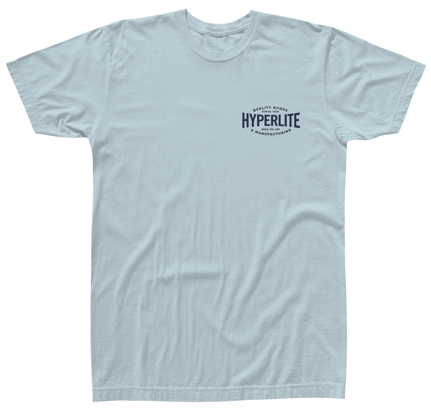 Light blue Landmark Tee with HYPERLITE logo, ideal for wake riders.