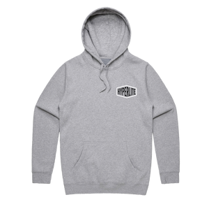 Quality Goods Hoodie Heather: heavyweight gray with preshrunk HYPERLITE chest logo.