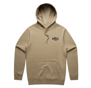 Quality Goods Hoodie Sand: heavyweight, front pocket, Hyperlite chest logo.
