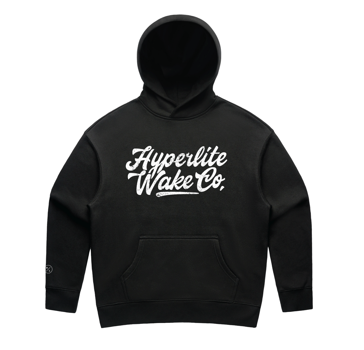 Sundae Relax Womens Hoodie Black with Hyperlite Wake Co. script, mid-weight cotton/poly blend.