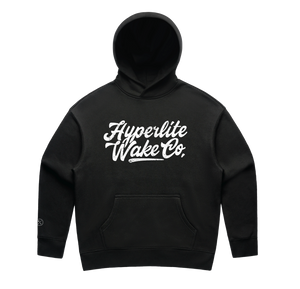 Sundae Relax Womens Hoodie Black with Hyperlite Wake Co. script, mid-weight cotton/poly blend.