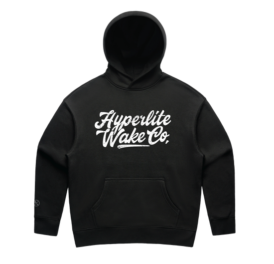 Sundae Relax Womens Hoodie Black with Hyperlite Wake Co. script, mid-weight cotton/poly blend.