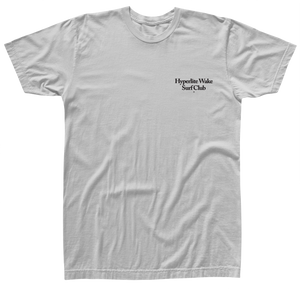 Surf Club Tee: Gray with Hyperlite Wake Surf Club text in black on left chest.