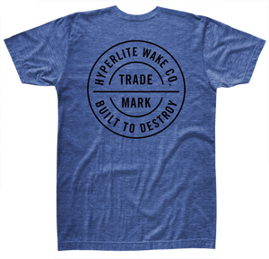 Royal tee with Hyperlite Wake Co. Built To Destroy print on the back.