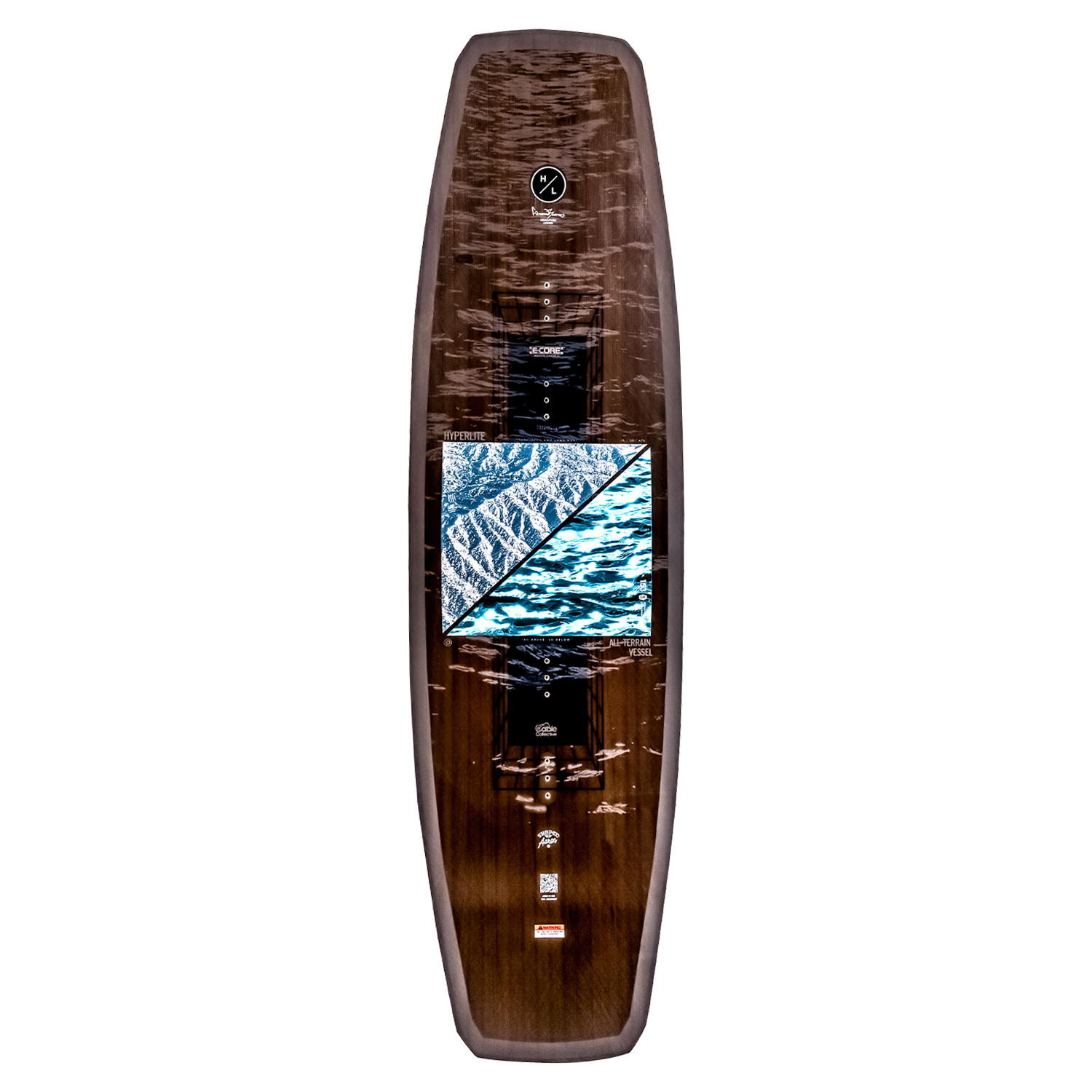 Luxurious ATV surfboard with digital display showing ocean and mountain images.
