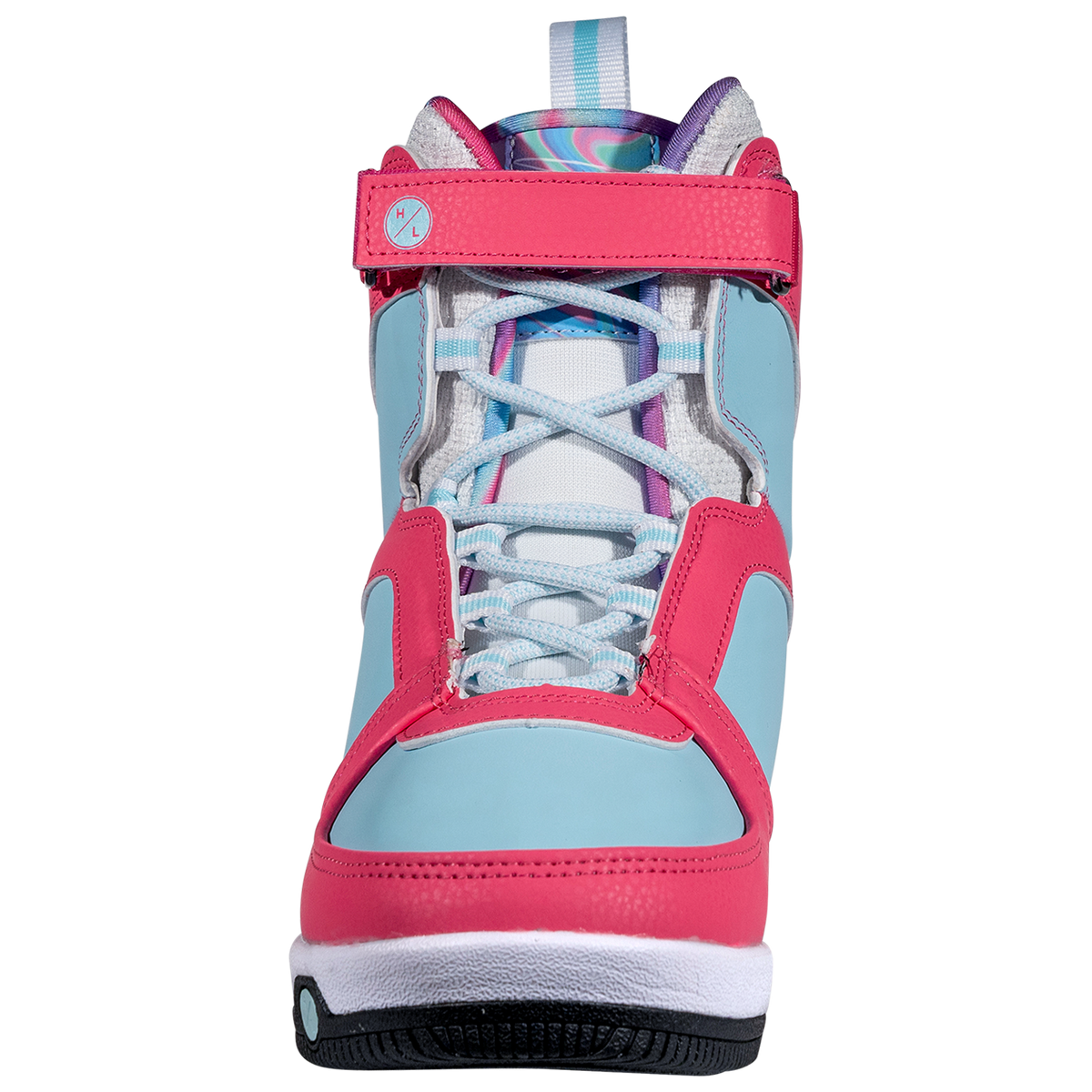 Aries Boot features colorful accents in pink, blue, purple with rubber traction.