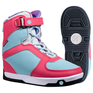 Aries Boot: Colorful high-top with pink, blue & purple details; rubber traction sole.