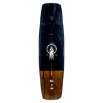 Bloodline wakeboard: dark top, wooden base, Peacock Bros graphics centered.