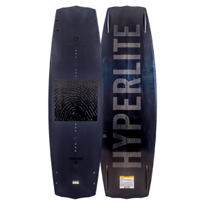 Top and base of Blueprint Loaded wakeboard, black with HYPERLITE branding.