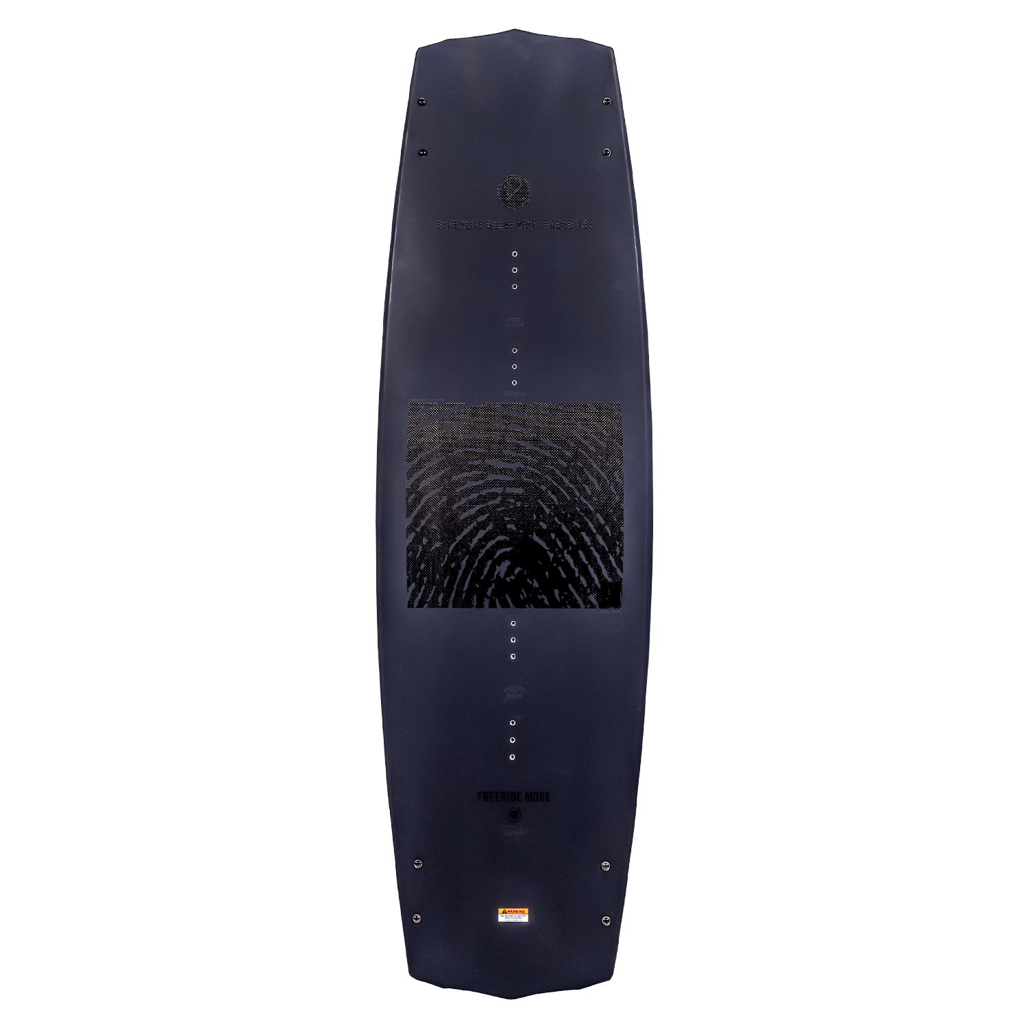 Blueprint Loaded wakeboard in black with a fingerprint design at its center.