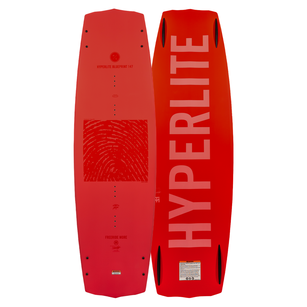 Red Blueprint wakeboard with logo/designs, ensures the softest landing.