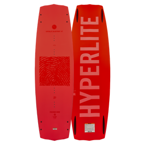 Red Blueprint wakeboard with logo/designs, ensures the softest landing.