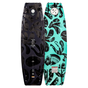 Capitol Loaded wakeboard feature a black and teal abstract leaf pattern.