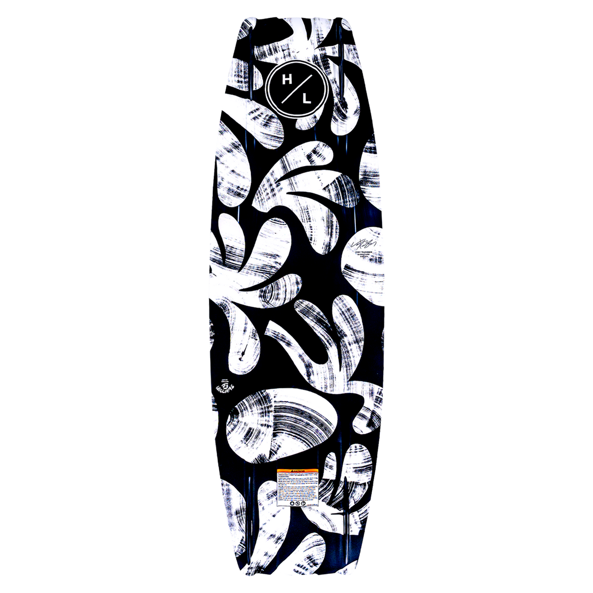 Capitol wakeboard with a black and white abstract leaf pattern.