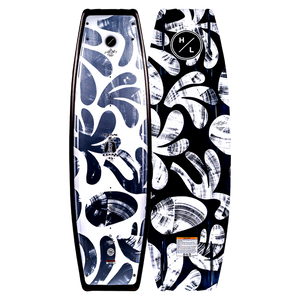 Capitol wakeboard, black & white with abstract leaf patterns.