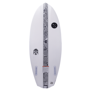 White Condor wakeboard with abstract black pattern and Lost Surfboards logos.