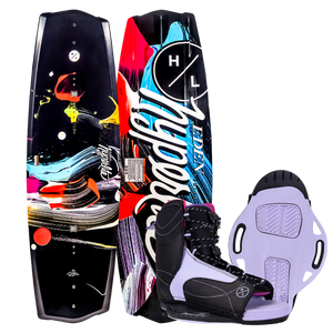 Eden 2.0 w/Jinx Bindings set features abstract, asymmetrical design in black and purple.