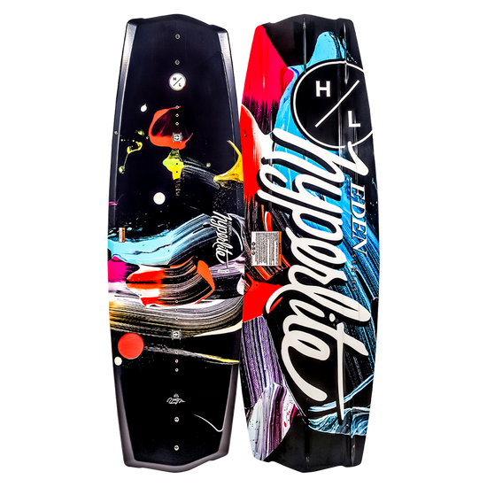 Two asymmetrical 125cm wakeboards, vibrant and labeled Hyperlite Eden Jr.