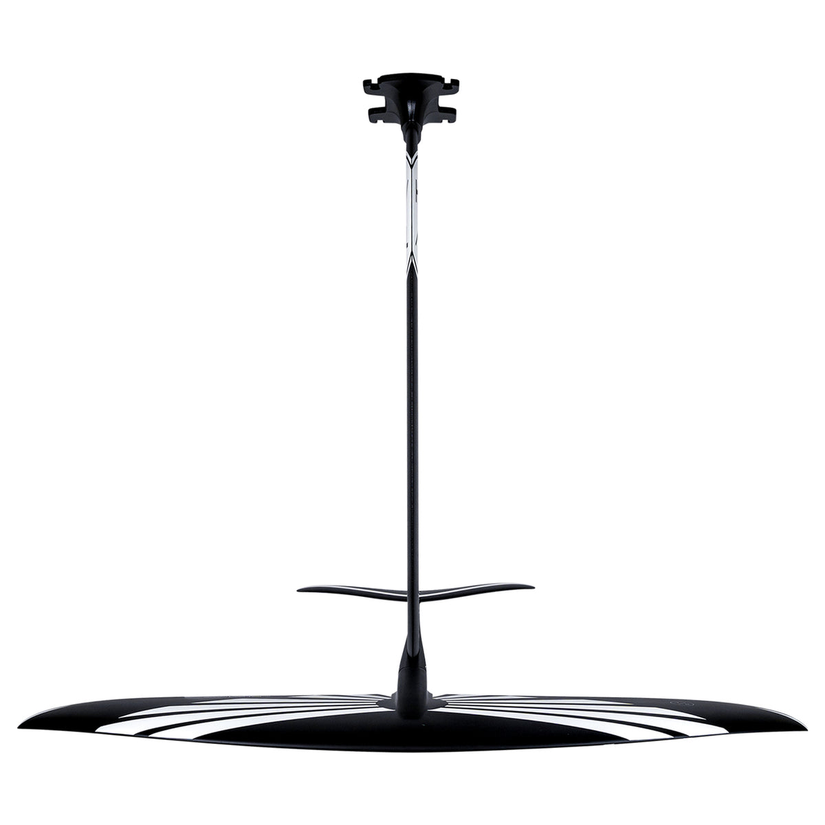 Front view of the Falcon Foil Kit, sleek and black with curved fiberglass wings.