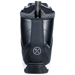 Freepress Boot: Black w/ ankle harness, circular logo & white sole.