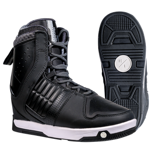 Freepress Boot: Black high-top with ankle harness, perforated details, and white sole.