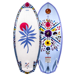 Top and base of Good Daze wakeboard with floral designs, perfect for wakesurf enthusiasts.