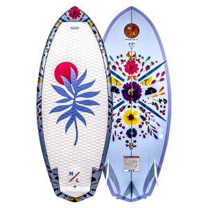 Top and base of Good Daze wakeboard with floral designs, perfect for wakesurf enthusiasts.