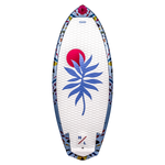 Good Daze wakeboard: blue leaf design with red sun, ideal for wakesurf enthusiasts.