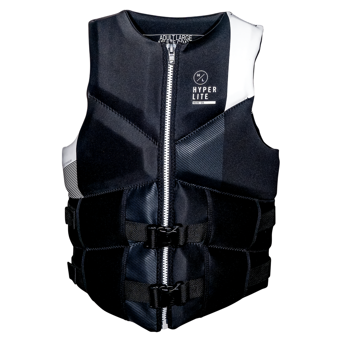 Front view of Men's Logic CGA life vest in black with white accents.