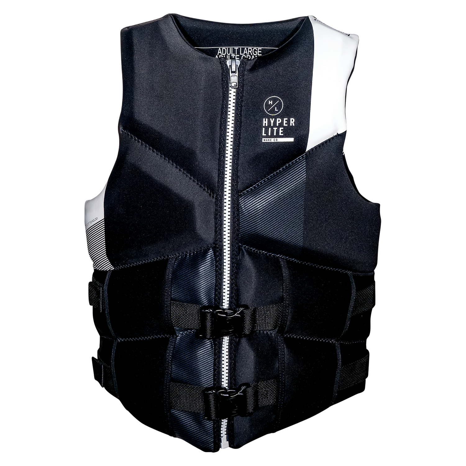 Front view of Men's Logic CGA life vest in black with white accents.