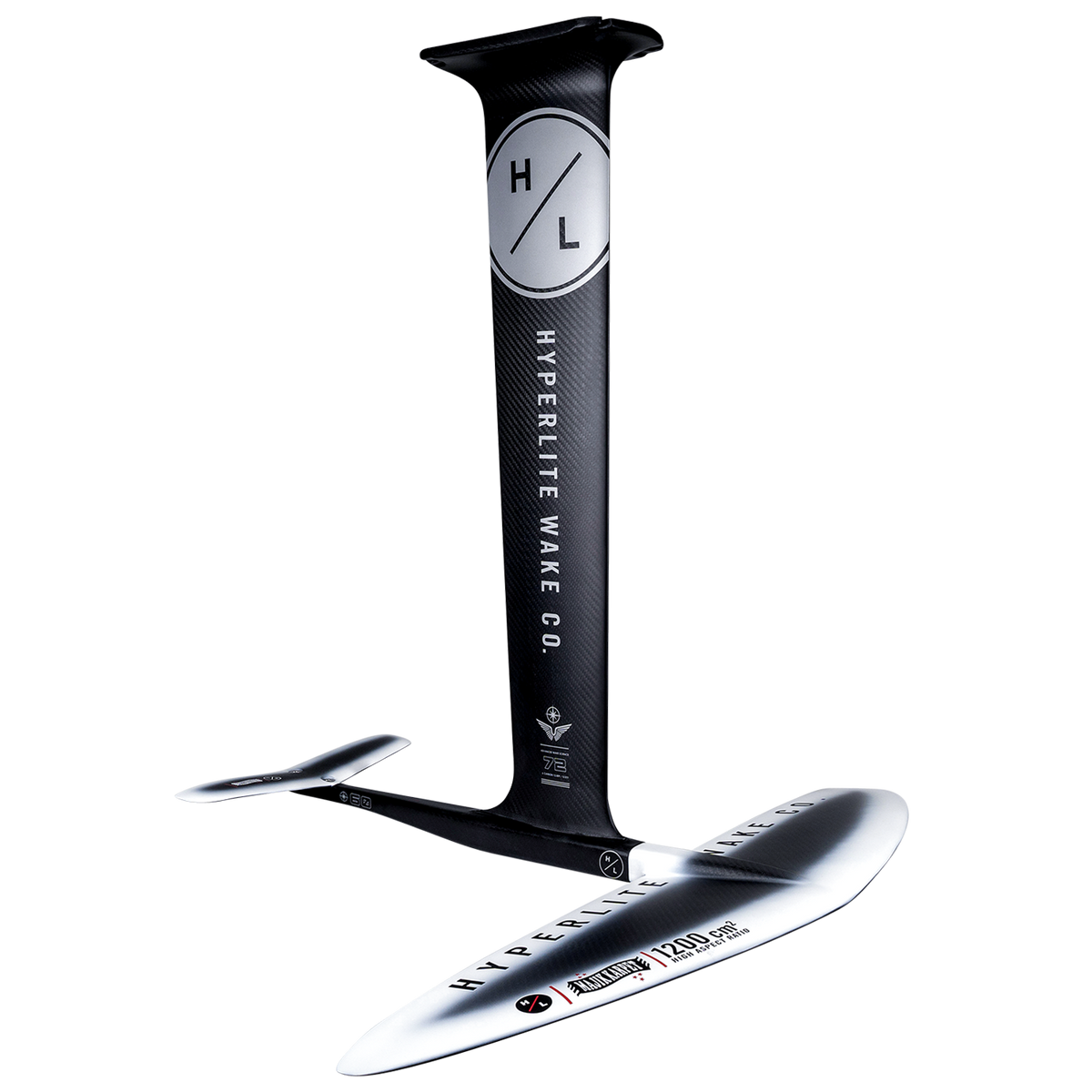 MK Foil Kit Carbon, a carbon fiber hydrofoil by Hyperlite Wake Co., with front wing.