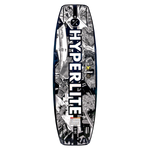 A black & white Hyperlite Murray Pro wakeboard with a Subtle 3-Stage Rocker and graphics.