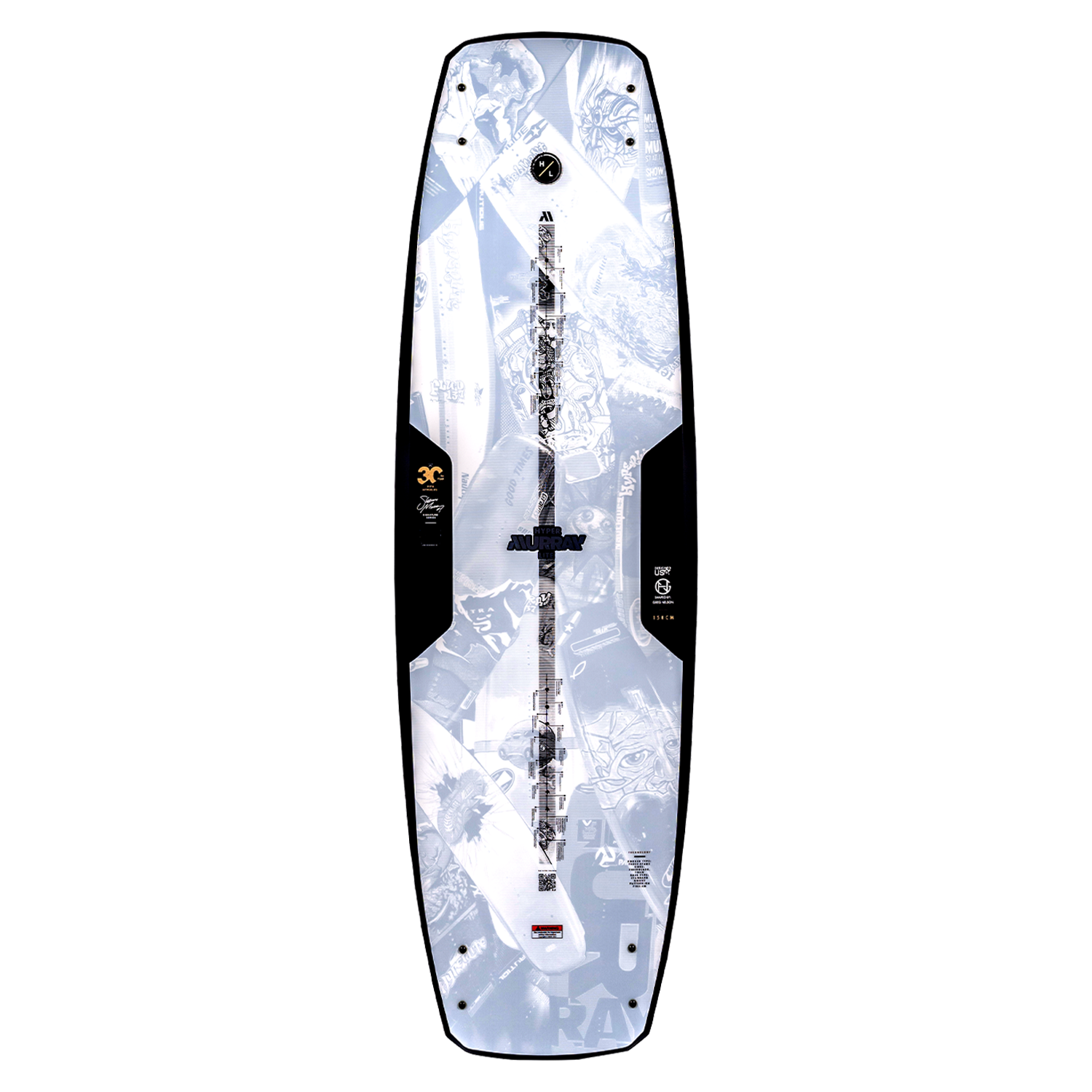 Murray Pro wakeboard with intricate black & white graphics.