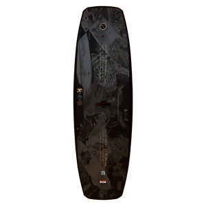 Top view of Murray Pro Loaded board featuring dark graphic collage and subtle timeline details.