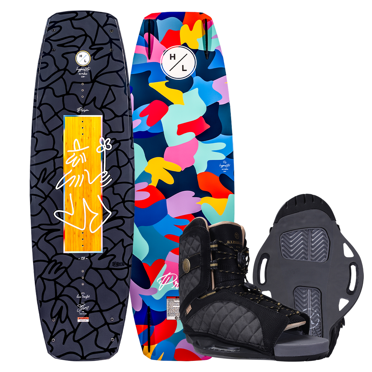 Top and base of Prizm w/Syn Binding wakeboard.