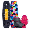Prizm w/Viva Binding: Vivid wakeboard with subtle 3-stage rocker and gray strap boots.