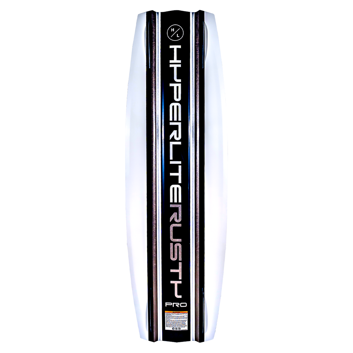 Sleek Rusty Pro wakeboard with a vertical black & white Biolite 3 Core design.