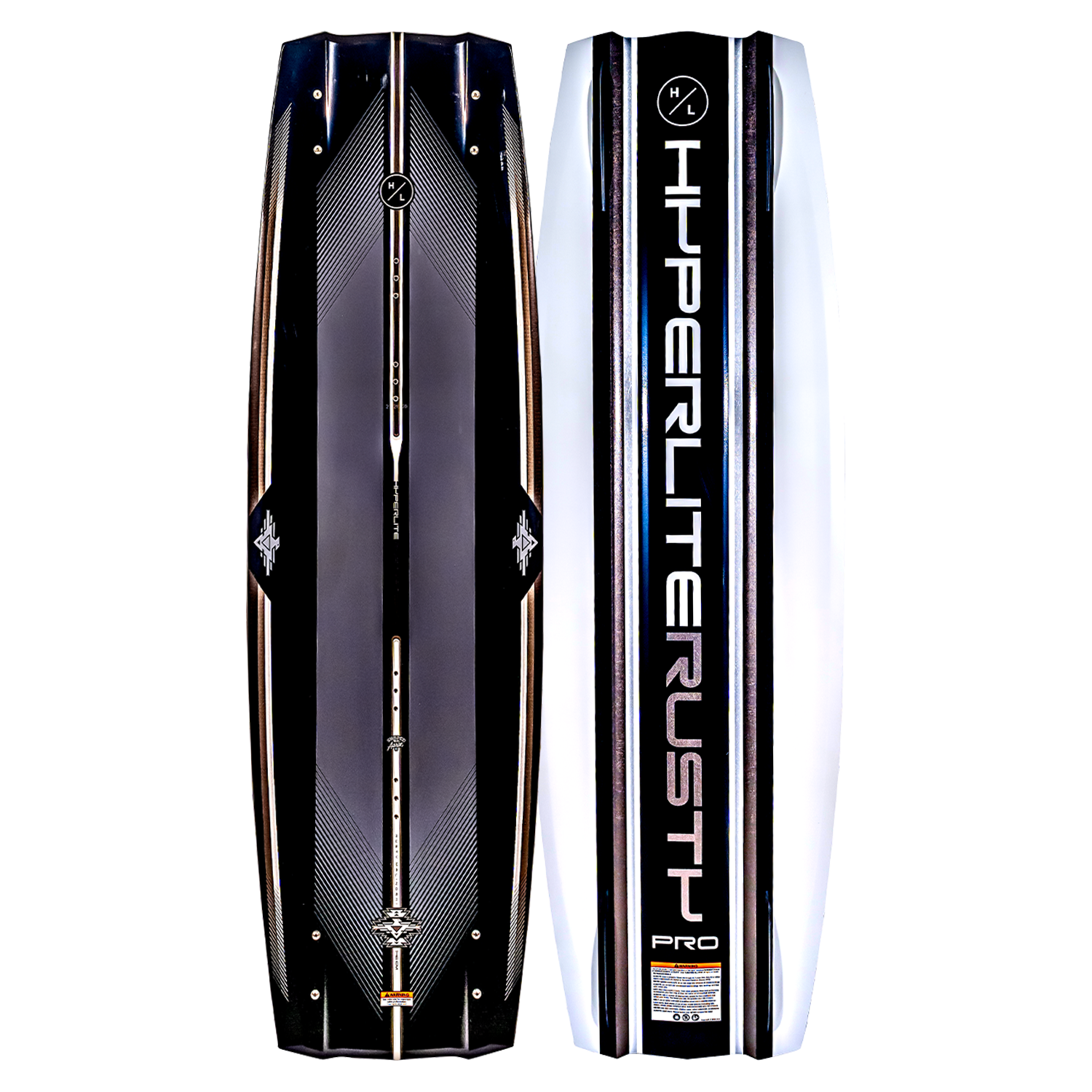Views of a Rusty Pro wakeboard with Biolite 3 Core branding.